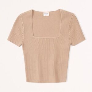 Abercrombie & Fitch Tan Squareneck Ottoman Top